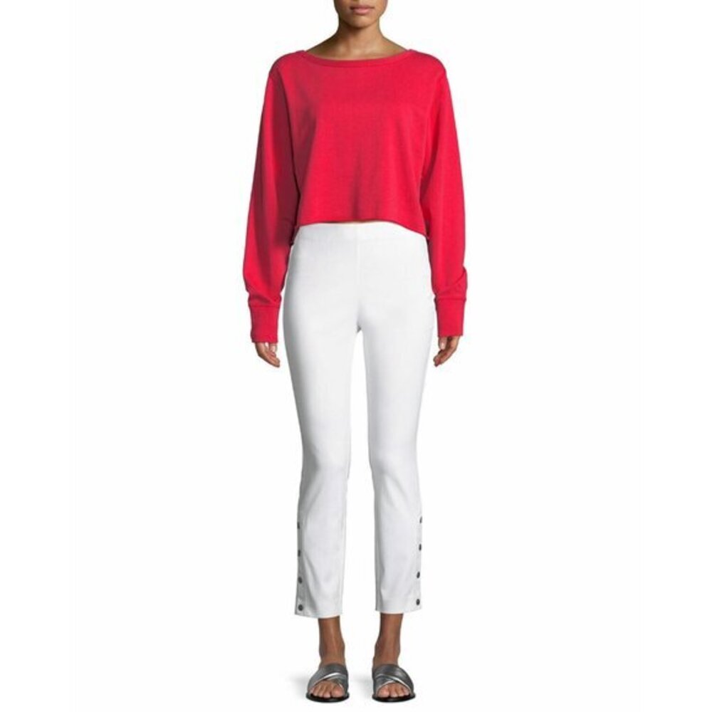 Rag & Bone Simone White Pants Stretch High Rise Crop Ankle Snaps SZ 12 New $295